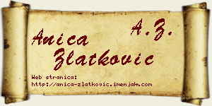 Anica Zlatković vizit kartica